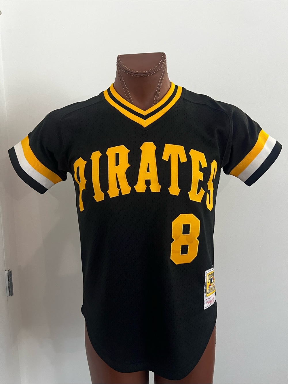 Mitchell & Ness Black and Gold Pirates Baseball Jersey - #8